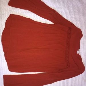 Fall Orange Long Sleeve Blouse